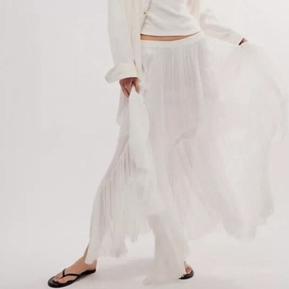 Free People FP ONE Clover White Maxi Skirt Boho Festival Size Small - Picture 5 of 11